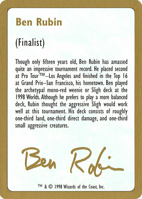 Ben Rubin Bio Card Front