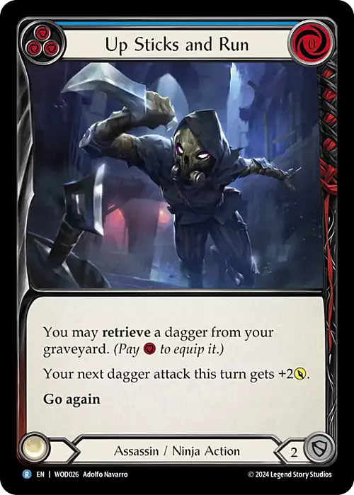 Up Sticks and Run (Blue) Card Front