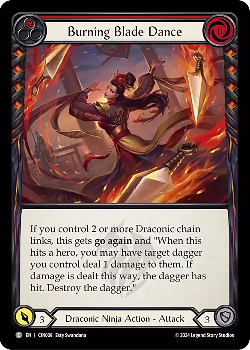 Burning Blade Dance Card Front