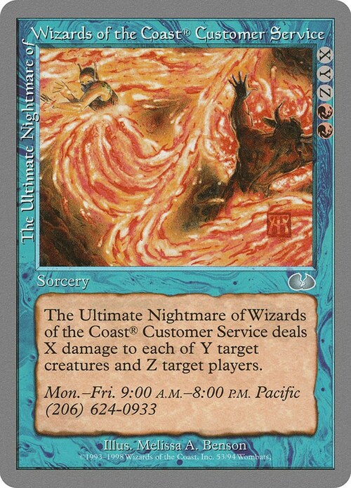 The Ultimate Nightmare of Wizards of the Coast® Customer Service Card Front