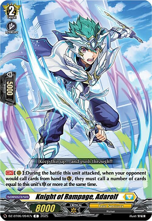 Knight of Rampage, Adarolf Card Front
