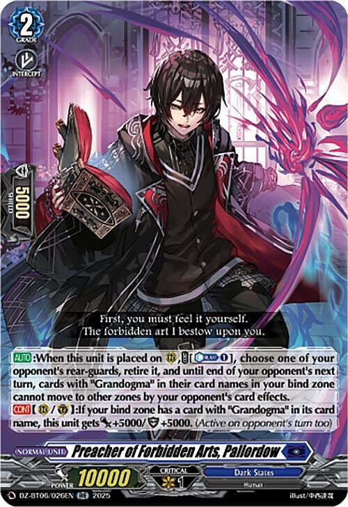 Preacher of Forbidden Arts, Pallordow Card Front