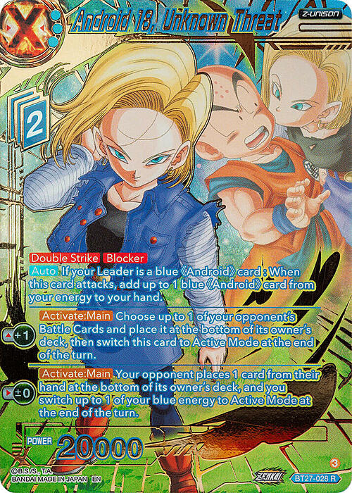 Android 18, Unknown Threat Card Front