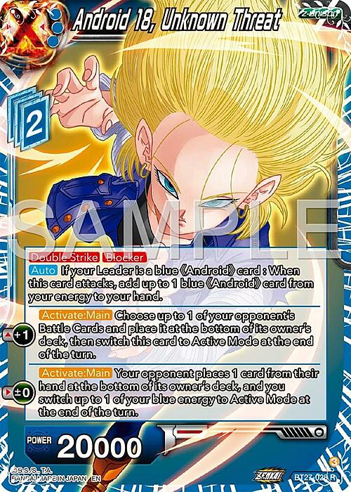 Android 18, Unknown Threat Card Front