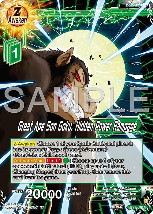 Great Ape Son Goku, Hidden Power Rampage Card Front