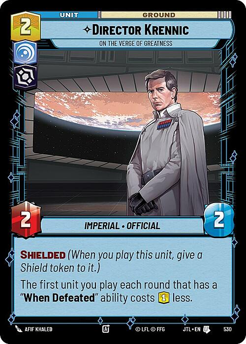 Director Krennic - On the Verge of Greatness Card Front