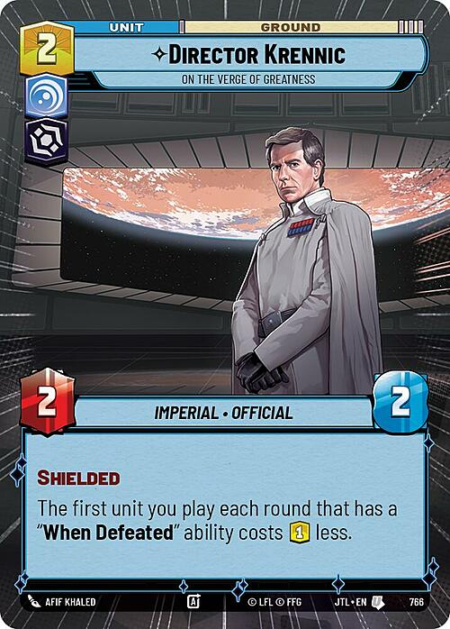 Director Krennic - On the Verge of Greatness Card Front