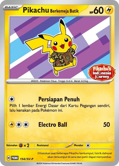 Pikachu Wearing a Batik Shirt Card Front