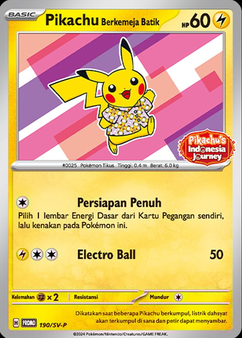 Pikachu Wearing a Batik Shirt Card Front
