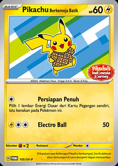 Pikachu Wearing a Batik Shirt Card Front