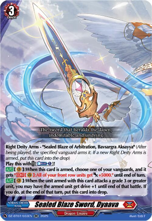 Sealed Blaze Sword, Dyaava Card Front