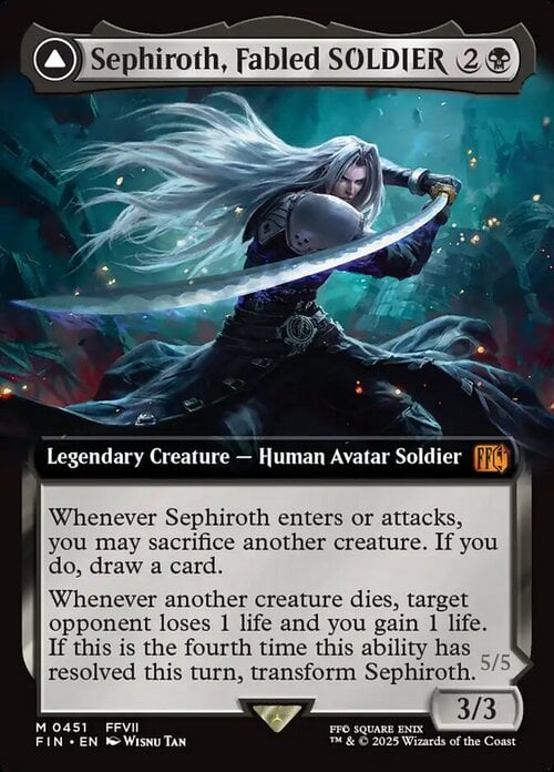 Sephiroth, Fabled SOLDIER // Sephiroth, One-Winged Angel Card Front