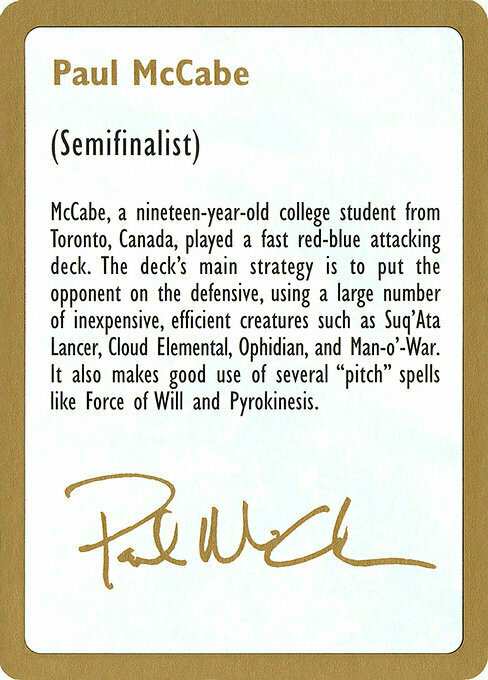 Paul McCabe Bio Card Front