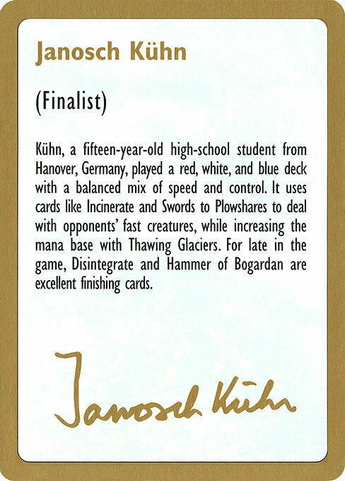 Janosch Kühn Bio 1997 Card Front