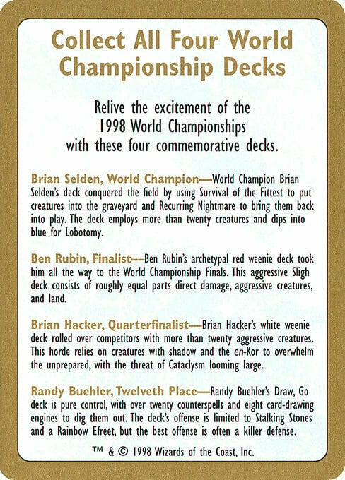 1998 World Championships Ad Card Front
