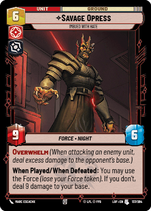 Savage Opress - Imbued With Hate Card Front