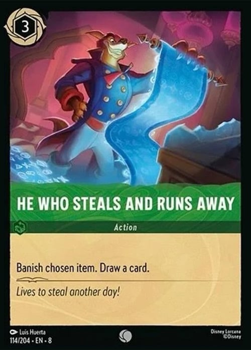 He Who Steals And Runs Away Card Front