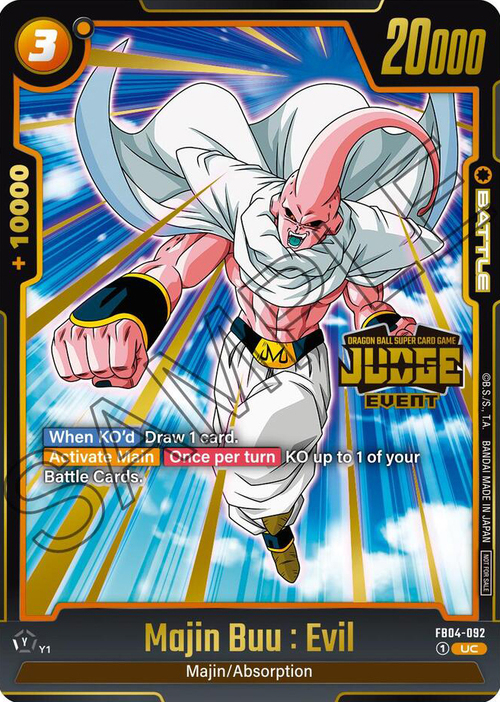Majin Buu : Evil Card Front