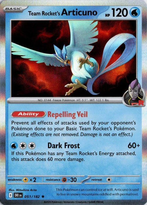 Articuno del Team Rocket Card Front