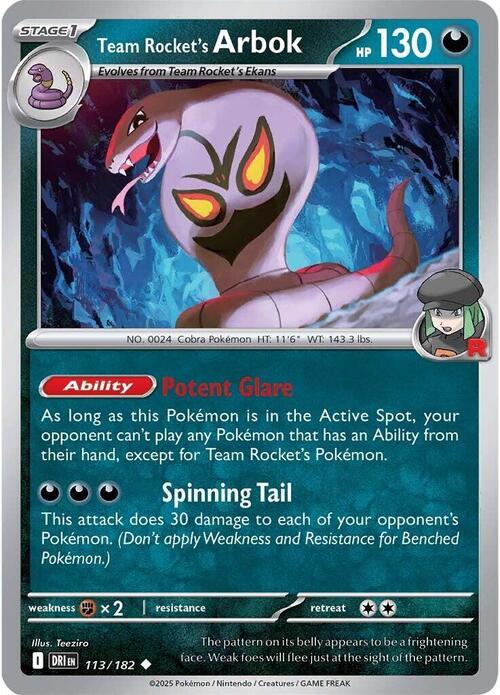 Team Rocket's Arbok Card Front