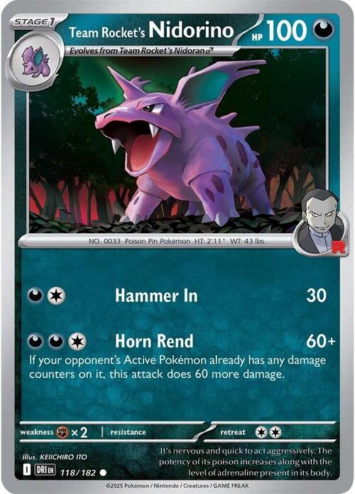 Team Rocket's Nidorino Card Front