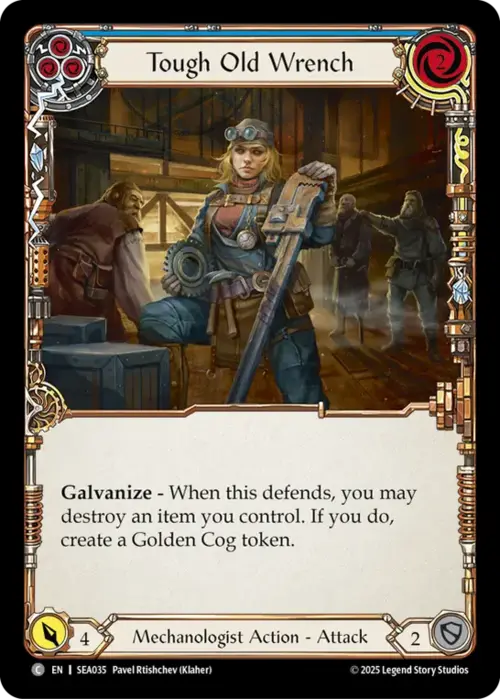 Tough Old Wrench (Blue) Card Front