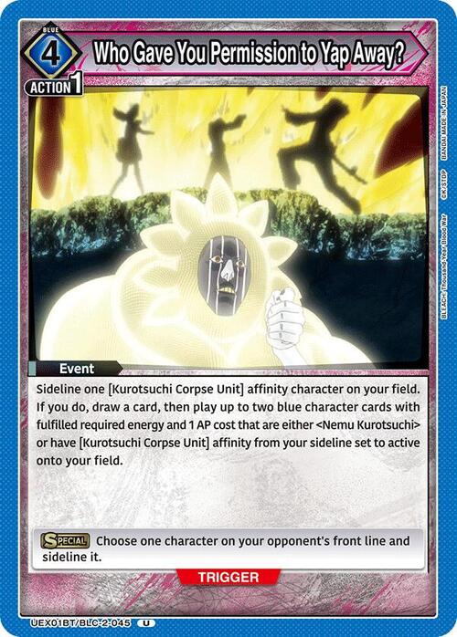 Who Gave You Permission to Yap Away? Card Front