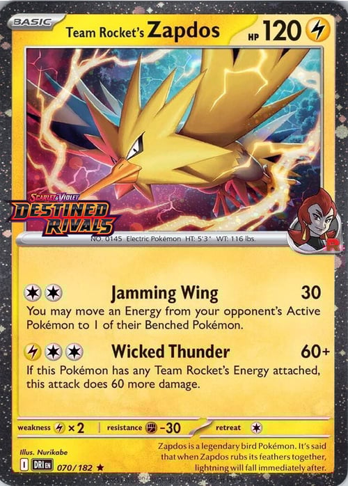 Team Rocket's Zapdos Card Front