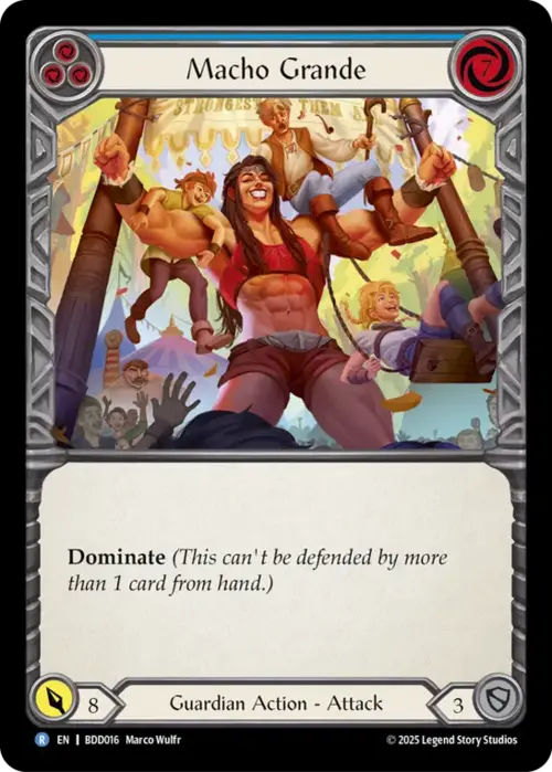 Macho Grande - Blue Card Front