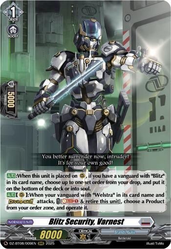 Blitz Security, Varnest Card Front