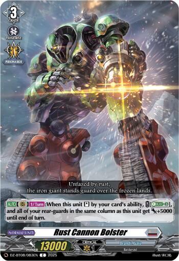 Rust Cannon Bolster Card Front