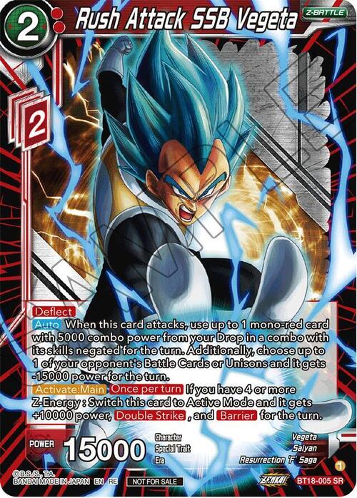 Rush Attack SSB Vegeta Card Front