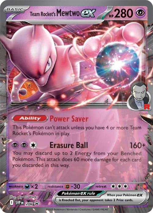 Team Rocket's Mewtwo ex Card Front