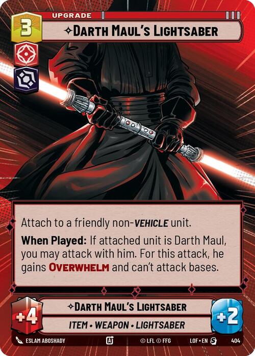 Darth Maul's Lightsaber Card Front