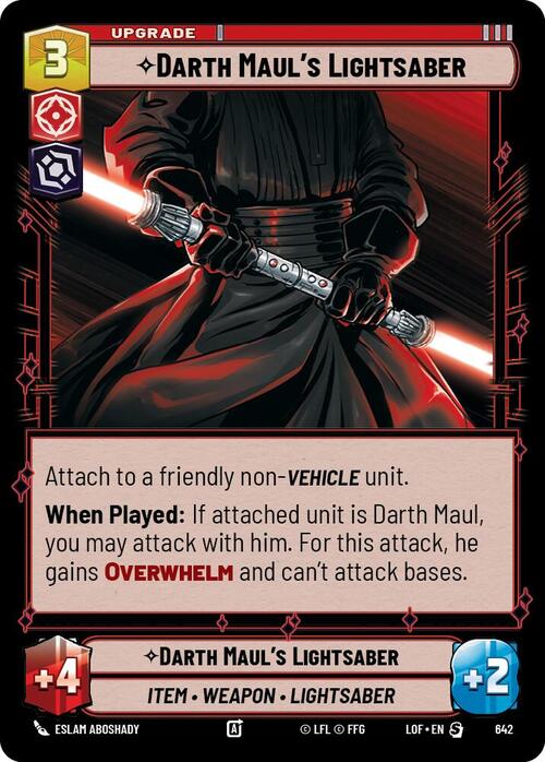 Darth Mauls Lightsaber Card Front