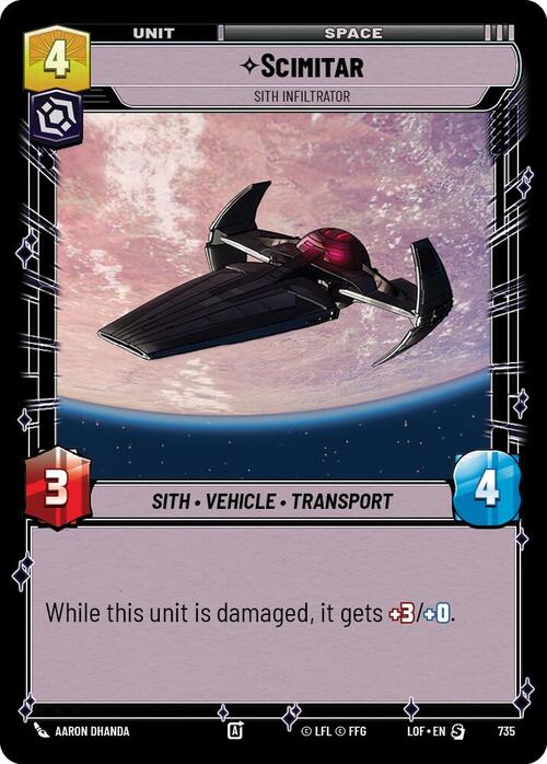 Scimitar - Sith Infiltrator Card Front