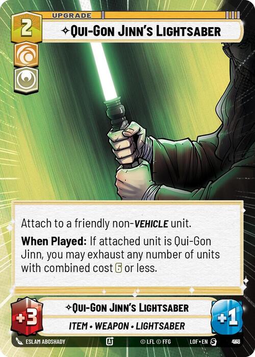 Qui-Gon Jinns Lightsaber Card Front