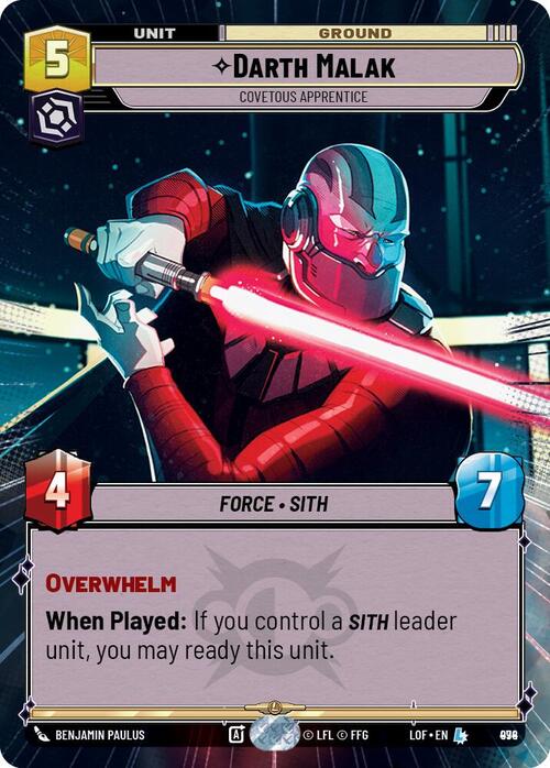 Darth Malak - Covetous Apprentice Card Front