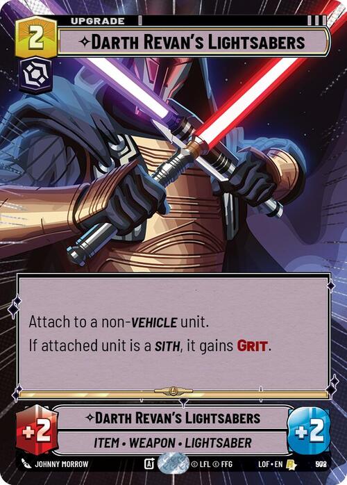 Darth Revans Lightsabers Card Front