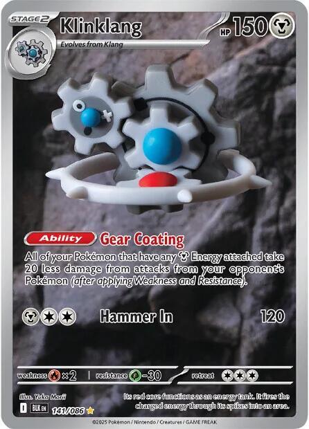 klink pokemon card (99/142) SV Stellar Crown Reverse Holo Common TCG Kawaii Collector Colorless Retreat Cost Pokemon - Klink (75/108) -