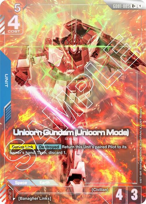 Unicorn Gundam (Unicorn Mode) Card Front