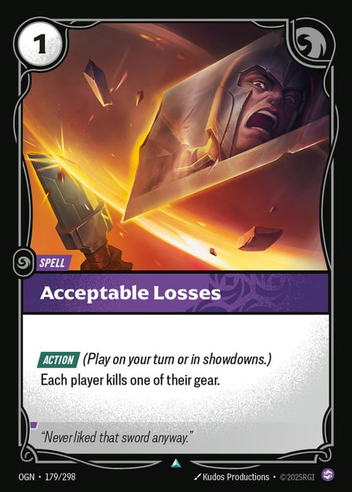 Acceptable Losses Card Front