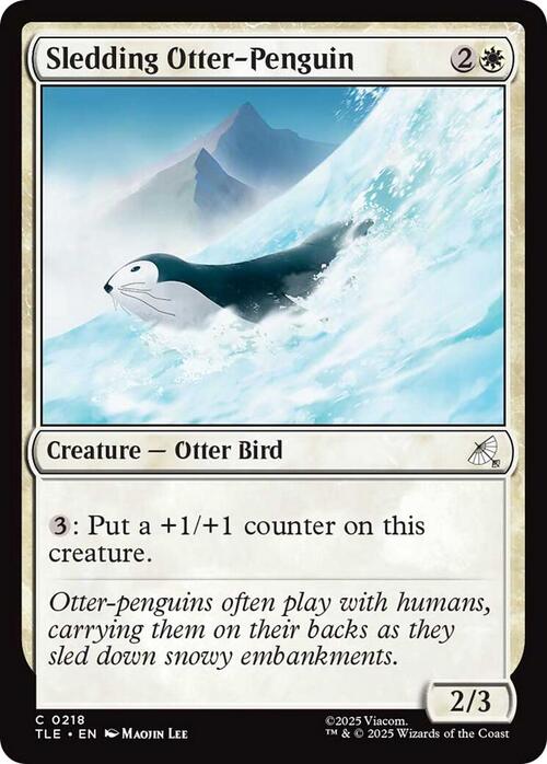 Sledding Otter-Penguin Card Front
