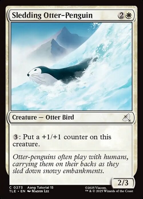 Sledding Otter-Penguin Card Front