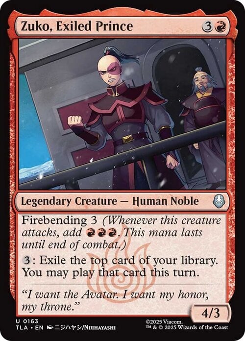Zuko, Exiled Prince Card Front