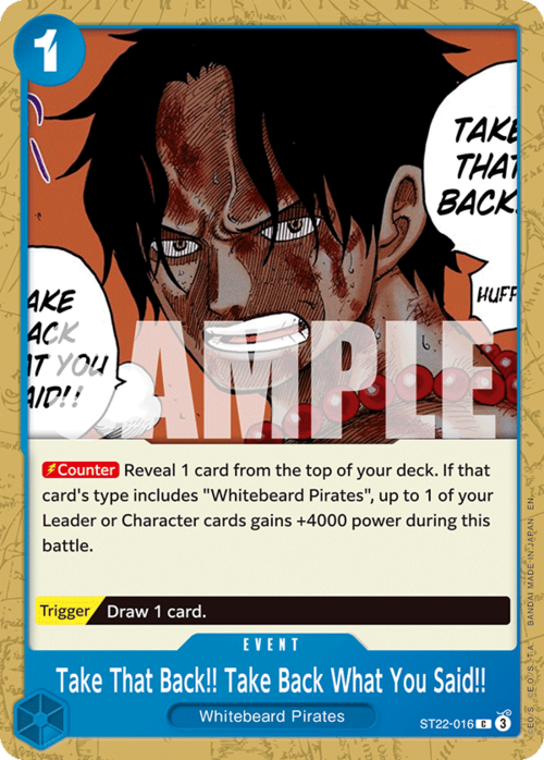 Take That Back!! Take Back What You Said!! Card Front