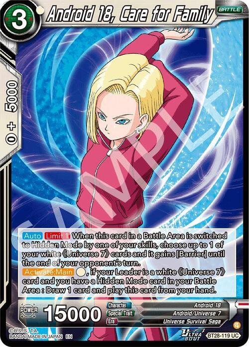 Android 18, Care for Family Card Front