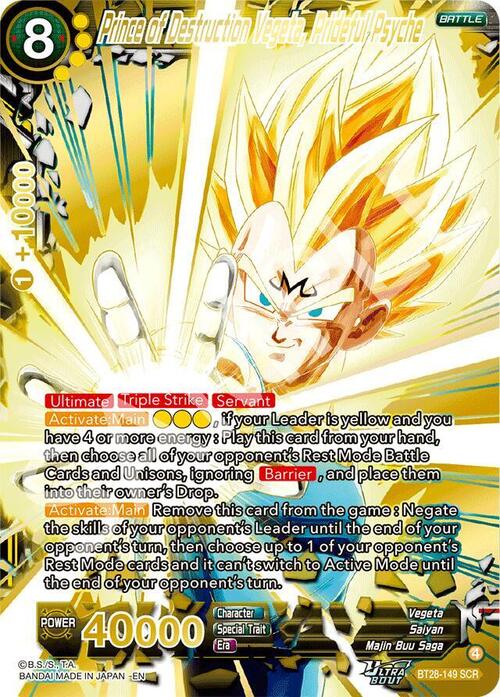 Prince of Destruction Vegeta, Prideful Psyche Card Front