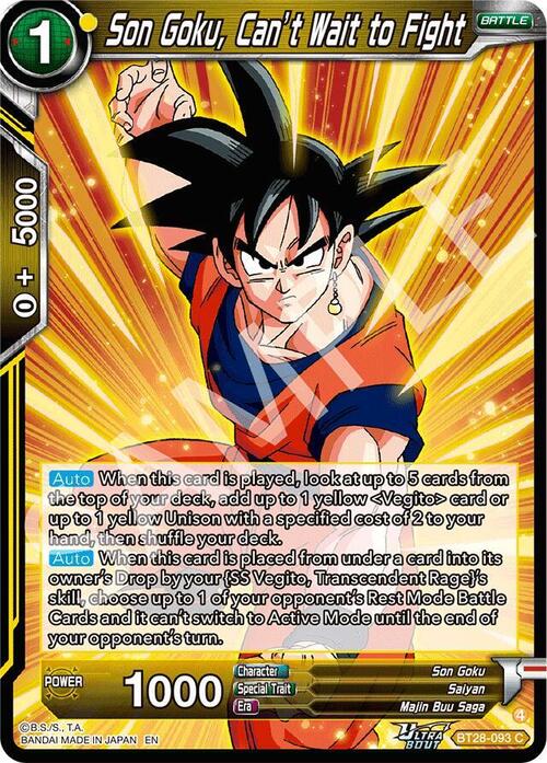 Son Goku, Can't Wait to Fight Card Front