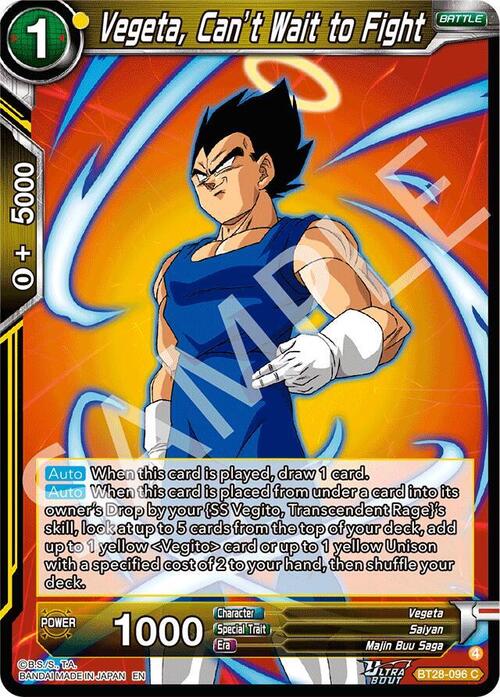 Vegeta, Can't Wait to Fight Card Front